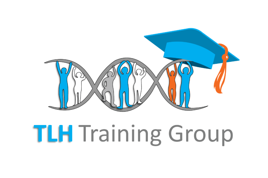 Logo of TLH Group featuring a DNA strand and graduation cap, symbolizing education and training by James Marroun.