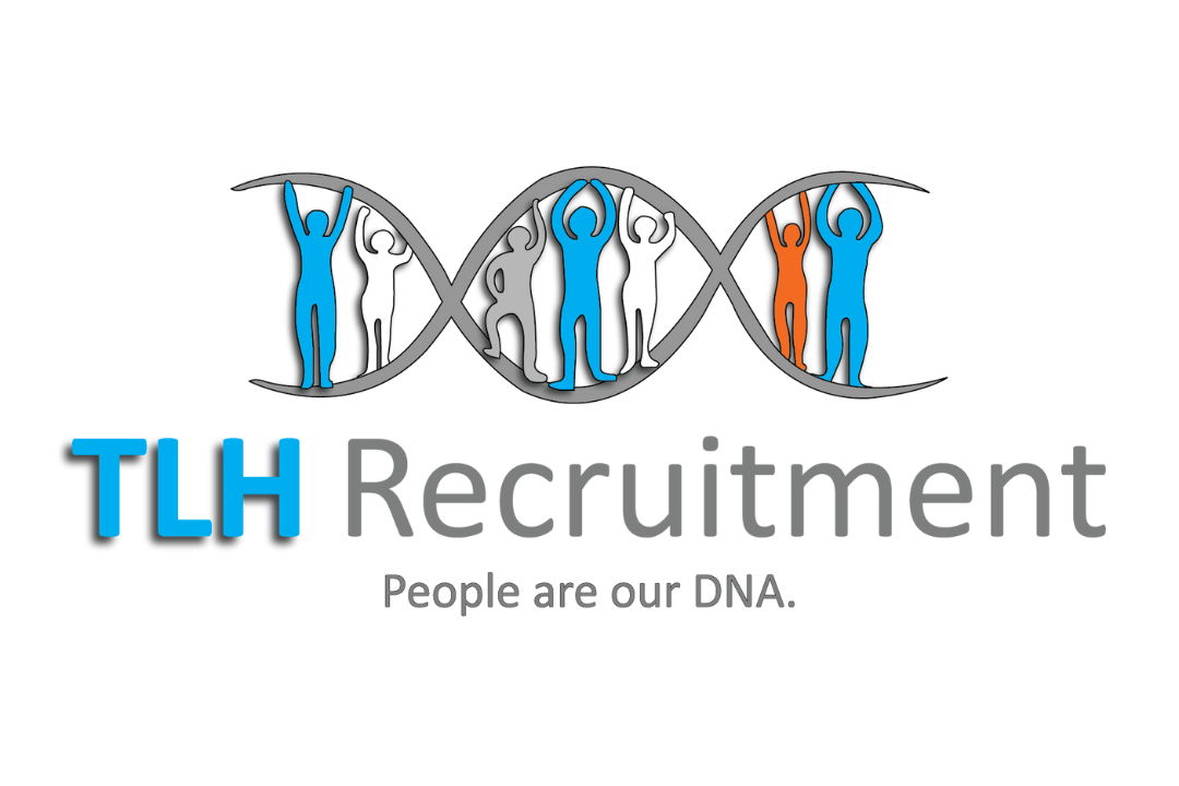 Home TLH Group logo emphasizing recruitment and the importance of people in their DNA, featuring diverse figures.