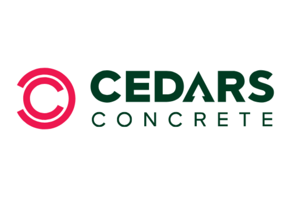 Cedars Concrete logo featuring a modern design, representing quality and innovation by TLH Group and James Marroun.