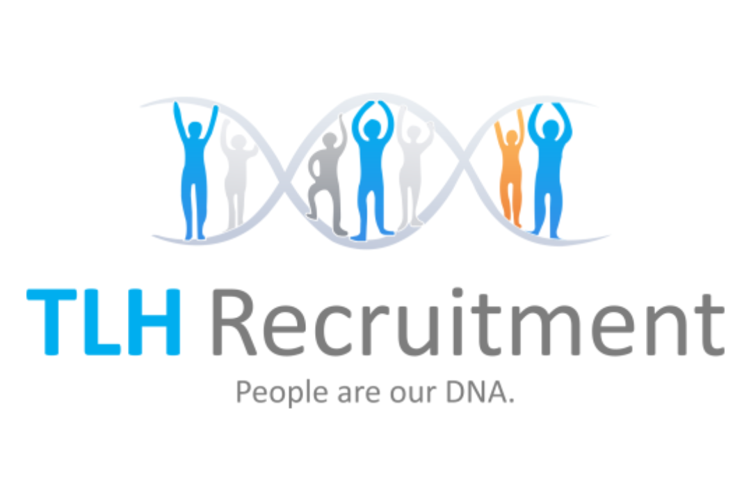 Home TLH Recruitment logo featuring a DNA strand made of human figures with the slogan People are our DNA, representing professional staffing services.